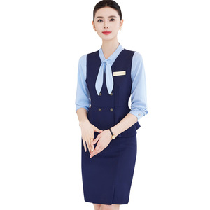 Women's Professional Hotel Receptionist Uniform Vest Solid Color Polyester Slim Fit Workwear For Beauty Salon And Wellness - Product Image 5