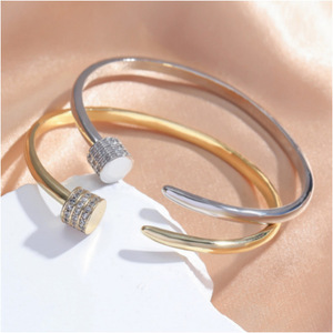 Fashion <b>Bangle</b> Gold And White <b>Copper</b> Alloy Micro Insert Geometric Women's Jewelry Gift - Product Image 1