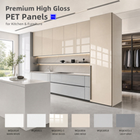 MDF PETG haute brillance 18 mm, finition miroir, anti-traces de doigts, pour armoires