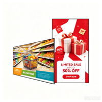 Reproductor de Publicidad Digital de 43 Pulgadas, Ultrafino, con Marco Ultraestrecho, para Montaje en Pared, Pantalla LCD HD para Uso Comercial en Comercios Minoristas