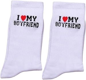 Calcetines de equipo novedosos con texto de I Love My Girlfriend/Wife, calcetines de regalo divertidos para parejas, regalo de aniversario del Día de San Valentín - Product Image 6