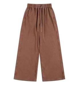 Pantalons de survêtement en coton lourd JKM 2026, lavés à l'eau, effet délavé, coupe droite, ample et large, style rétro décontracté - Product Image 4