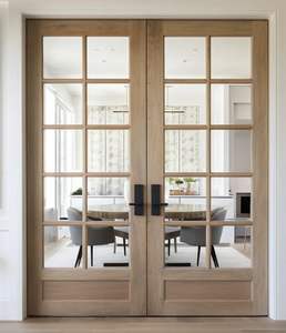 باب زجاجي متأرجح نصف خشبي للمكاتب بإطار خشبي - Product Image 1