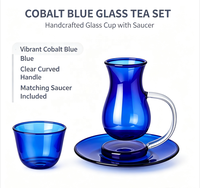 Ensemble de tasses en verre borosilicate coloré avec poignée, petite tasse à café et soucoupe, style pichet pour servir le café et le thé