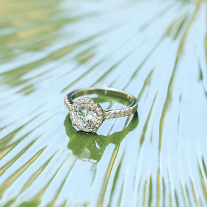 Anillo de Plata de Ley S925 CANNER con Halo Redondo de 1.25 Quilates y Circonitas Cúbicas, Anillos de Compromiso para Mujer, Anillos de Promesa - Product Image 6