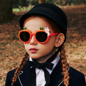 <b>Cute</b> Cartoon Design Light Weight Kids <b>Sunglasses</b> Girls Boys Strap Polarized UV Protection Flexible TPEE Full Rim Oval - Product Image 2