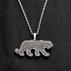 Collana Hip Hop con Ciondolo Animale, Leopardo Nero, Zirconi Micro-incastonati, Ciondoli Pantera in Oro e Argento, <span class=keywords><strong>Accessori</strong></span> Moda Uomo - Product Image 6