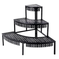 Support de plantes portable en métal à 3 niveaux, étagère d'angle quart de cercle pour pots de fleurs, pour intérieur, extérieur, sol, centre commercial