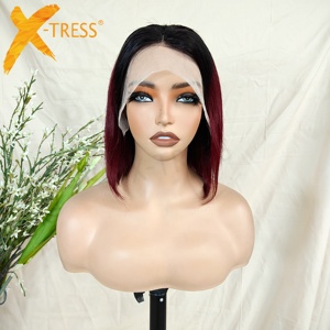 วิกผมแท้ทรงบ็อบวิก<span class=keywords><strong>ผม</strong></span>หนาสี150% เบอร์กันดี - Product Image 2