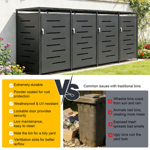 276X75X115 cm Jardín de metal Cuádruple Fácil montaje <span class=keywords><strong>Madera</strong></span> tratada a presión natural para 4 contenedores Caja de contenedores con ruedas para exteriores - Product Image 4