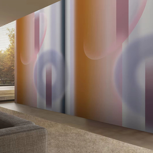 Carta <span class=keywords><strong>da</strong></span> Parati Murale Astratta Contemporanea con Design a Strisce Sfumate e Forme Organiche per Soggiorno e Hall d'Hotel, Resistente ai Graffi - Product Image 1