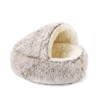 Halbgeschlossenes Katzenbett für Winterwärme Langes Plüsch-Katzenbett und Hundebett