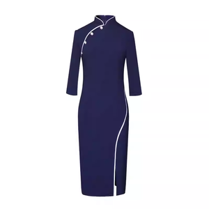 <span class=keywords><strong>Robe</strong></span> de carrière au design traditionnel chinois personnalisé élégant <span class=keywords><strong>Cheongsam</strong></span> col montant Office Lady Flight Day <span class=keywords><strong>Robe</strong></span> Pour Le Femme - Product Image 2