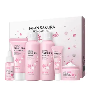 Natural cherry blossom skincare 6-piece set of combination skincare products in stock wholesale (customizable)