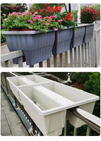 C52 Boîte à fleurs ronde avec insertion de drainage Boîte à fleurs extérieure pour terrasse, porche ou balcon Pure Garden Railing Planter