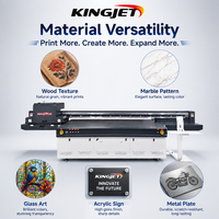 Imprimante à plat UV Kingjet, tête d'impression industrielle, équipement commercial, vernis blanc, CMYK multicolore, machine d'impression grand format