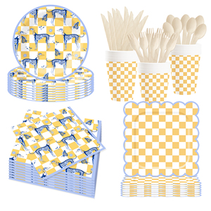 DAMAI Animal Theme Disposable Dessert Dinner <b>Paper</b> Plates Cup Napkin with Punnett Square Tableware Set for Party Supplies - Product Image 2