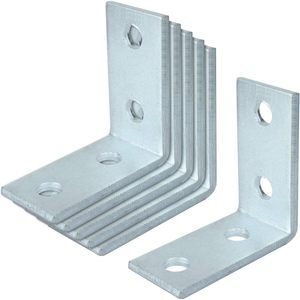 MISA MISA04 Support triangulaire 5 mm d'épaisseur, 4 trous, équerre d'angle pour profilé, raccord à 90 degrés, acier au carbone zingué argenté - Product Image 5