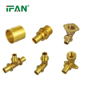 IFAN定制黄铜滑动配件金承口弯头三通各种尺寸PEX管件