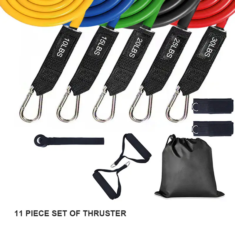 Outdoor Fitness Equipment 11 Pcs Set Latex Resistance Band Exercise Workout Bands