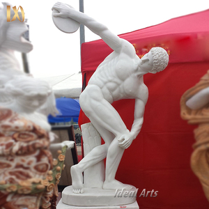 Tallado a mano famoso griego tamaño natural negro Atlético hombres mármol discobolus desnudo atleta masculino estatua escultura para decoración del hogar - Product Image 4