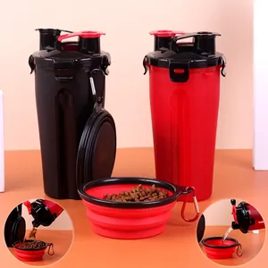 Contenedor de Comida para Mascotas 2 en 1, Portátil, Plegable, a Prueba de Fugas, Reutilizable, Libre de BPA, Botella de Plástico de 700 ml para Camping - Product Image 3