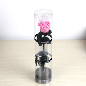 Caja de Regalo Decorativa con Flores Reales al por Mayor, Adorno para el Día de San Valentín o el Día de la Madre, Cilindro de PVC de 4-5 cm con Tallo de Rosa Preservada Individual - Product Image 3