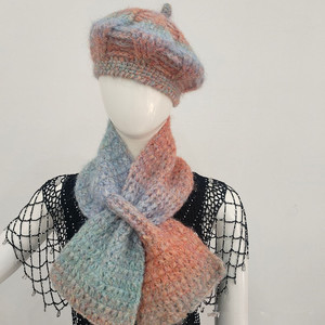 <span class=keywords><strong>Ensemble</strong></span> deux pièces automne-hiver pour <span class=keywords><strong>femme</strong></span> : <span class=keywords><strong>Béret</strong></span> fait main et <span class=keywords><strong>écharpe</strong></span> assortie, style vintage, effet changeant de couleur, pour artiste peintre - Product Image 2