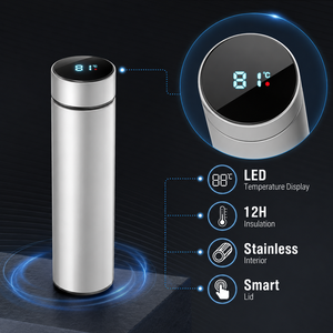 Inteligente Termo Digital 500ml Stainless Steel LED Smart Temperature Display Thermal <b>Flask</b> Cup Water <b>Bottle</b> With Tea Strainer - Product Image 2