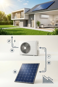 เครื่องปรับอากาศพลังงานแสงอาทิตย์แบบไฮบริด 9000-24000 บีทียู  100% ออฟกริด 48V AC ได้รับการรับรองมาตรฐาน CE รุ่น GD-9K-CH  ระบบจ่ายไฟคู่ อัจฉริยะ AC/DC ไฮบริด - Product Image 6