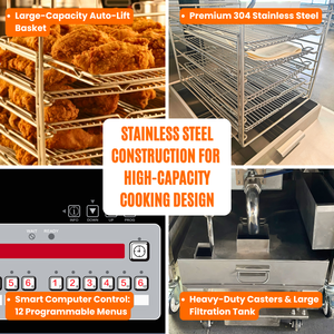 Friteuse à gaz à contrôle numérique avec levage automatique du panier pour la standardisation du processus <span class=keywords><strong>de</strong></span> friture des chaînes <span class=keywords><strong>de</strong></span> <span class=keywords><strong>poulet</strong></span> frit - Product Image 4