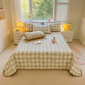 Brushed Single-piece <b>Bed</b> <b>Sheet</b> <b>Stripe</b> Pattern Minimalist Style Soft Plain Weave for Student Dorm and Hotel Use - Product Image 5