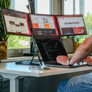 Màn Hình Ba Màn Hình 15.6 ''FHD 1080P IPS Siêu Mỏng Hiển Thị <span class=keywords><strong>HDMI</strong></span>/USB-C Plug-Play Xách Tay Màn Hình Cho Máy Tính Xách Tay Mac Win <span class=keywords><strong>Android</strong></span> - Product Image 2