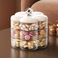Licht luxe bloemmotief bloeivormige plastic fruitschaal met deksel, voedselveilig, BPA-vrij, voor woonkamer, salontafel, snoepopslag