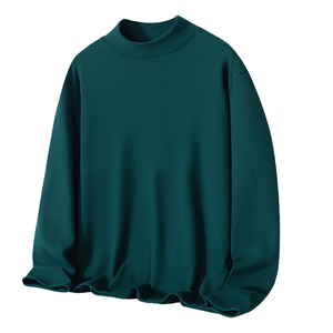 Camiseta de Manga Larga para Hombre, Color Sólido, Cuello Medio Alto, de Terciopelo, Cálida, para Otoño e Invierno, Venta al Por Mayor para Comercio Exterior - Product Image 2