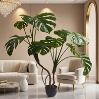 Plante en pot Monstera à double tige, style nordique, pour intérieur/extérieur, en PE, persistante, directement de l'usine