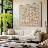 Peinture à l'huile sur toile texturée 3D beige personnalisée en gros pour hôtels de luxe et espaces contemporains