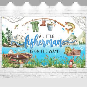 Décor de fête de naissance sur le thème de la pêche : Bannière « Un <span class=keywords><strong>petit</strong></span> pêcheur est en route » pour garçons - Product Image 1