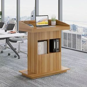 Podio de conferencias de madera multifuncional con almacenamiento para uso en oficinas, salas de reuniones y aulas. - Product Image 1