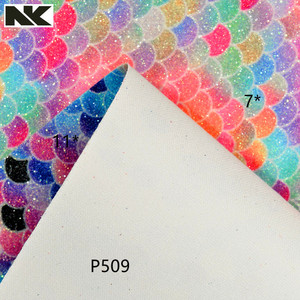 เกล็ดปลาหลากสี P509หนังสังเคราะห์แวววาวนางเงือกสำหรับกระเป๋ารองเท้าเครื่องประดับผมอุปกรณ์งานฝีมือ - Product Image 3