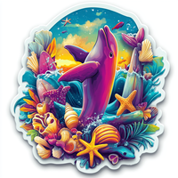 Dolphin Country Beach Style 3D Aimant en résine fortement magnétique Combinaison de métal acrylique pour réfrigérateur de bureau à domicile promotionnel
