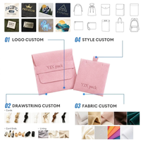 Sacs à bijoux en velours microfibre rose écologique, enveloppes avec cordon de serrage, emballage de luxe, pochette à bijoux en microfibre