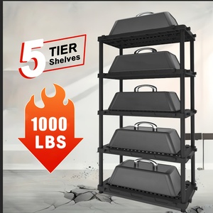 Étagère de rangement en plastique à 5 niveaux de 1840 mm, unité d'étagérage de moyenne capacité, rayonnage en plastique pour <span class=keywords><strong>garage</strong></span> - Product Image 5