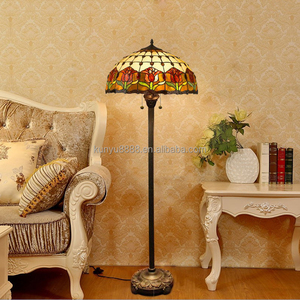16'' European Tulip Flora Design Office Bar Home <b>Bedsides</b> LED Tiffany Stained Art Glass WiFi Control Dimmable Floor Lamp - Product Image 1