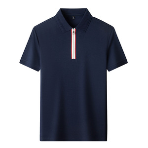<span class=keywords><strong>Polo</strong></span> de manga corta para hombre de 220g personalizado con media cremallera, camiseta de cuello de manga corta de verano para hombre - Product Image 2