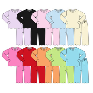 Conjunto de Ropa Casual Personalizado para Niños, Camiseta de Manga Larga de Color Sólido, Pantalones Largos con Borde Festoneado, 2 Piezas, Conjuntos de Ropa para Hermanas - Product Image 6