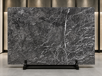 Dalles et carreaux en marbre Grigio Carnico gris poli avec veines blanches pour tables à manger, meubles-lavabos de salle de bain, murs décoratifs et comptoirs de bar