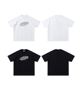 เสื้อยืดโอเวอร์ไซส์ลายปักกราฟิกสำหรับผู้ชาย ผ้าฝ้ายผสมโพลีเอสเตอร์ ลำลอง สตรีท แขนสั้น ไซส์ M L XL สีดำ สีขาว - Product Image 6