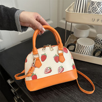 Nouveau Sac à Main Tendance en PU pour Fille, Collection Automne 2026, Mode Quotidienne, Imprimé Cerises Texturé, Fermeture Éclair, Sac à Bandoulière en Nylon, Sac Sous le Bras