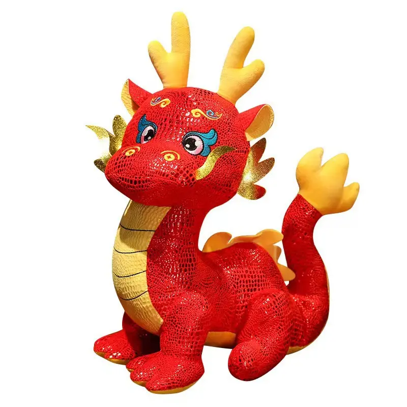 Botu 2024 Nieuwjaar Feestelijke Gouden Rode Buva Kikker Draak Mascotte Pop Jaarlijkse Gift Groothandel Custom Logo Chinese Dragon Pluche Speelgoed